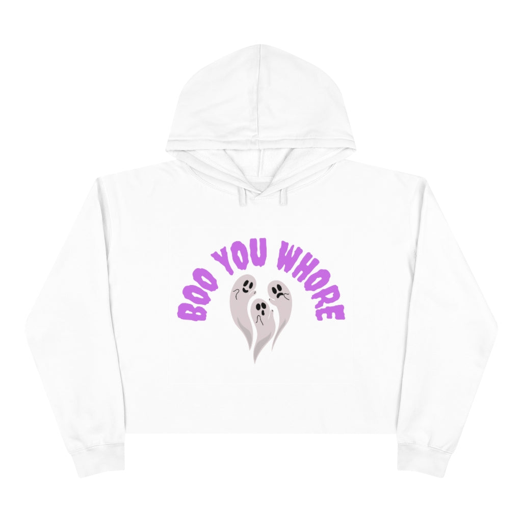 Boo You Whore Halloween Ghost Crop Hoodie