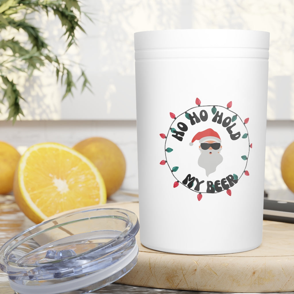 HO HO Hold my beer christmas Vacuum Insulated Tumbler, 11oz