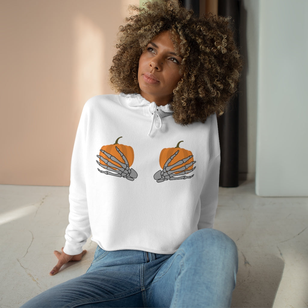 Halloween Pumkin Womens Crop Hoodie