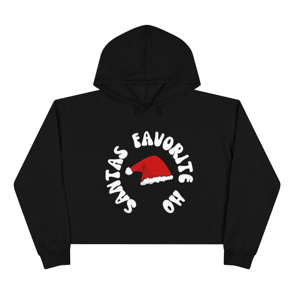 Santa's Favorite Ho Christmas Womens Crop Hoodie