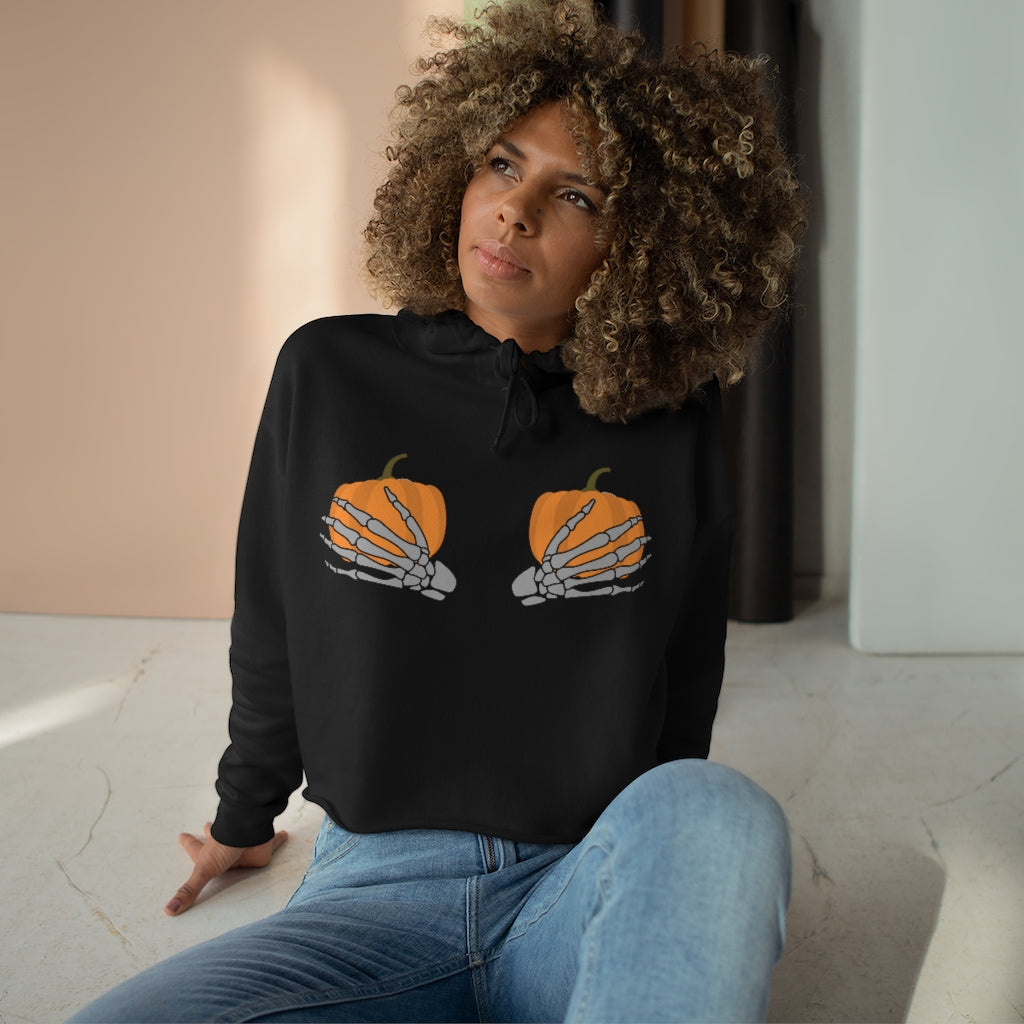 Halloween Pumkin Womens Crop Hoodie