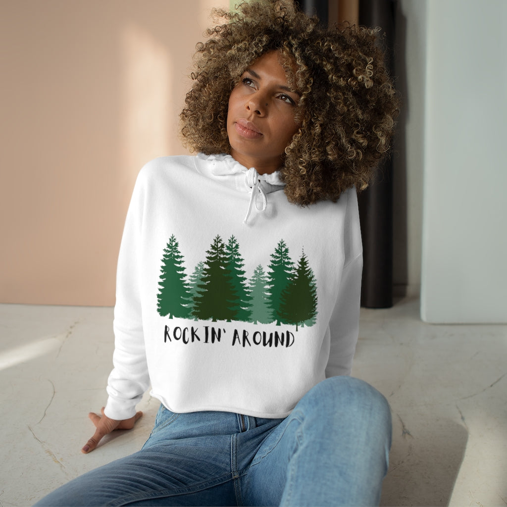 Rockin' Around Christmas Womens Crop Hoodie