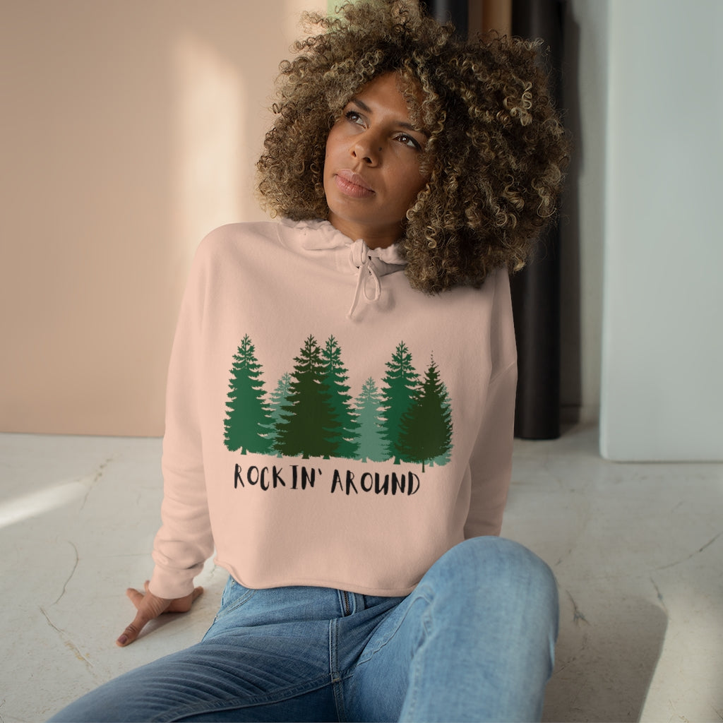 Rockin' Around Christmas Womens Crop Hoodie